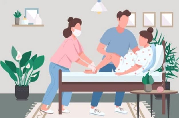 Natural birth support by midwife