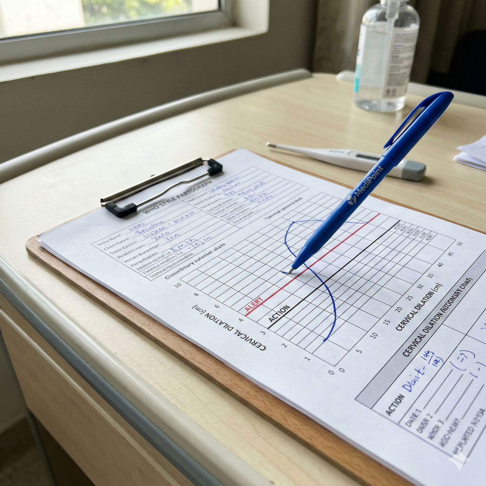 WHO partograph chart example